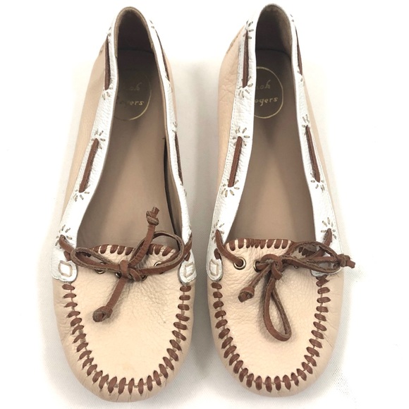 Jack Rogers Shoes - Jack Rogers White / Tan Lowell Colorblock Moccasin